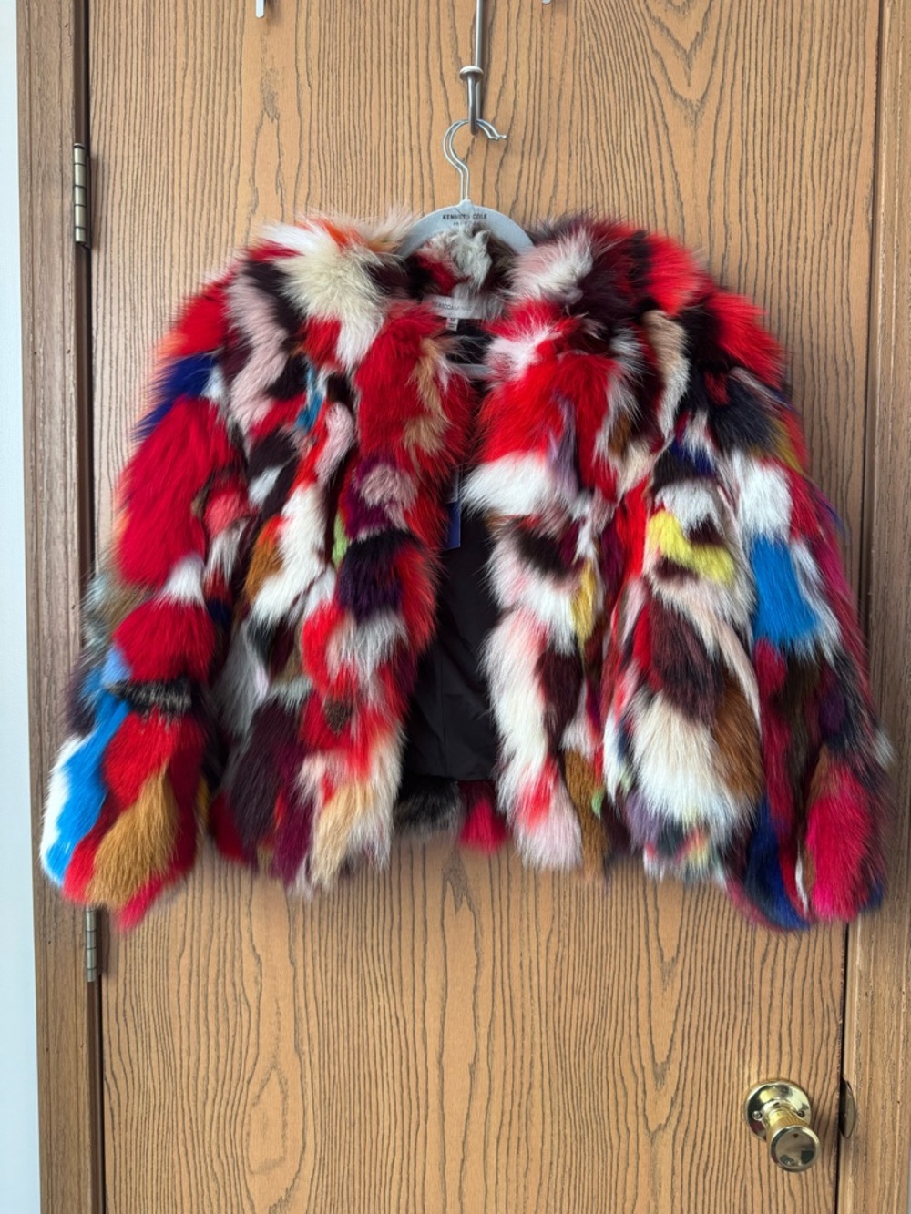 NWT Rebecca Minkoff Rachel Rainbow Fox Fur Coat Size M - Picture 9 of 9
